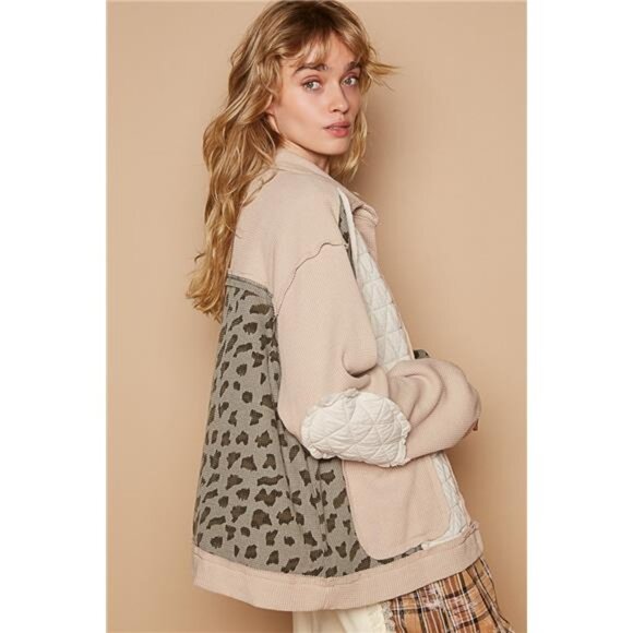 POL‎ Leopard Exposed Seam Button Up Quilted Jacket - Picture 5 of 5
